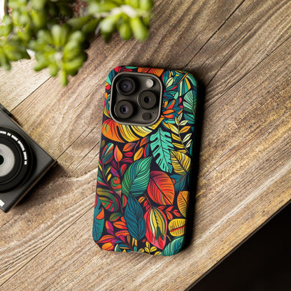 Colorful Tropical Leaves Phone Case — Vibrant Botanical Protective Cover