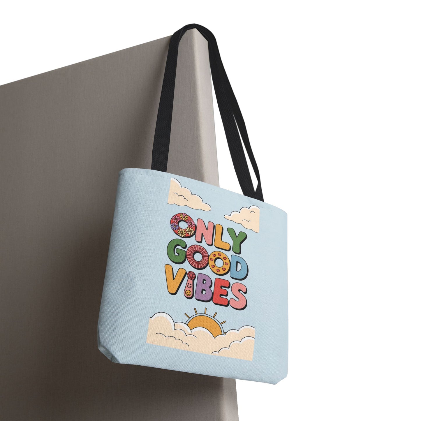 Only Good Vibes Tote Bag — Retro Sunny Peaceful Graphic Canvas Tote
