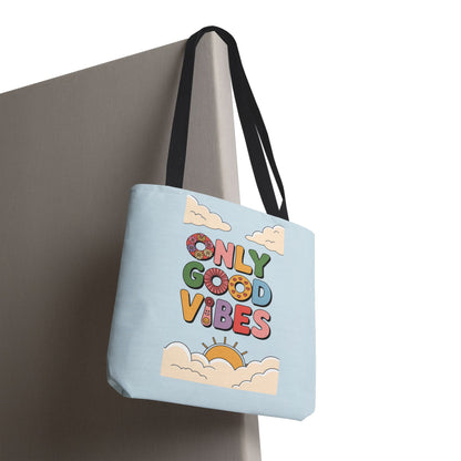 Only Good Vibes Tote Bag — Retro Sunny Peaceful Graphic Canvas Tote
