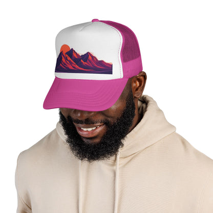 Mountain Sunset Trucker Cap — Retro Peaks Mesh Hat