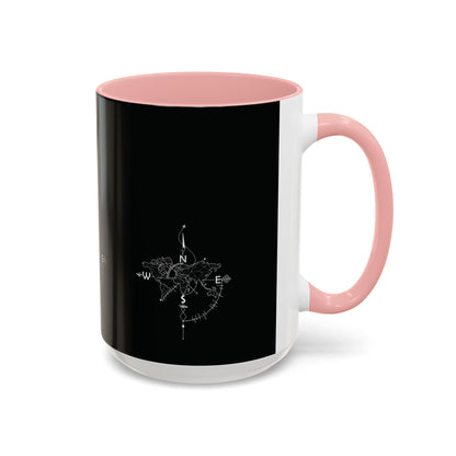 Compass World Map Coffee Mug — Black Accent Travel Mug for Explorers