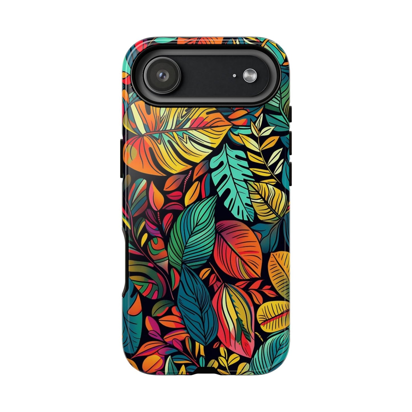 Colorful Tropical Leaves Phone Case — Vibrant Botanical Protective Cover