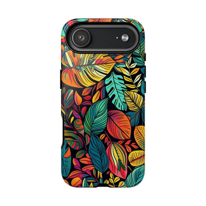 Colorful Tropical Leaves Phone Case — Vibrant Botanical Protective Cover