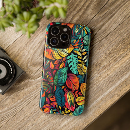 Colorful Tropical Leaves Phone Case — Vibrant Botanical Protective Cover
