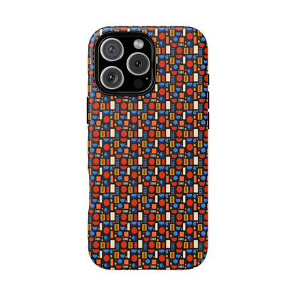 Geometric Retro Mosaic Tough Phone Case — Durable Colorful Protective Cover