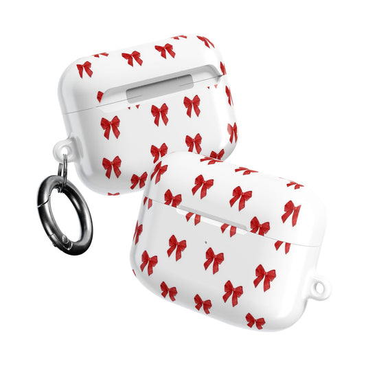 Red Bow Pattern AirPod Case — Cute Holiday Gift Cover