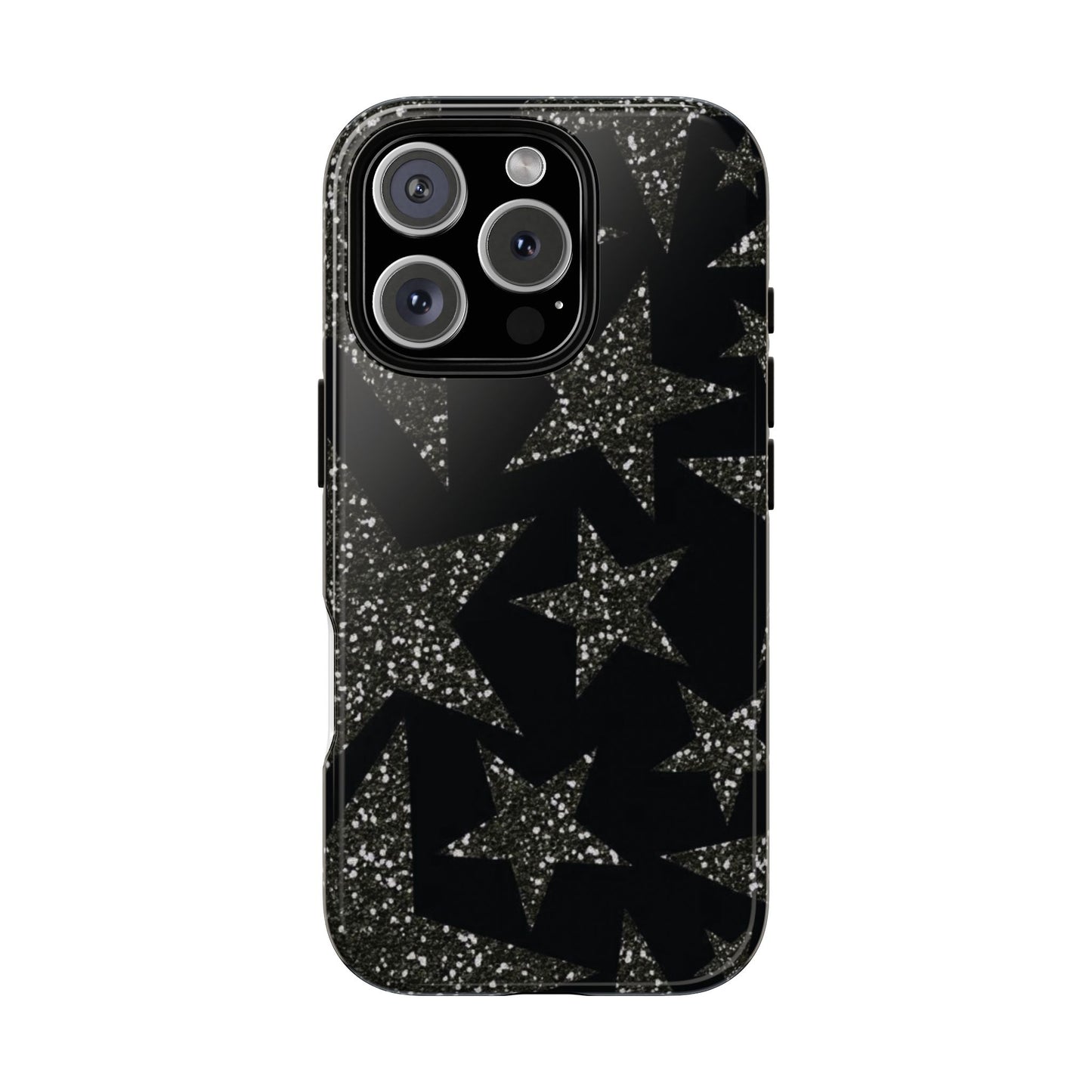 Glitter Star Tough Case — Black Sparkle Phone Case