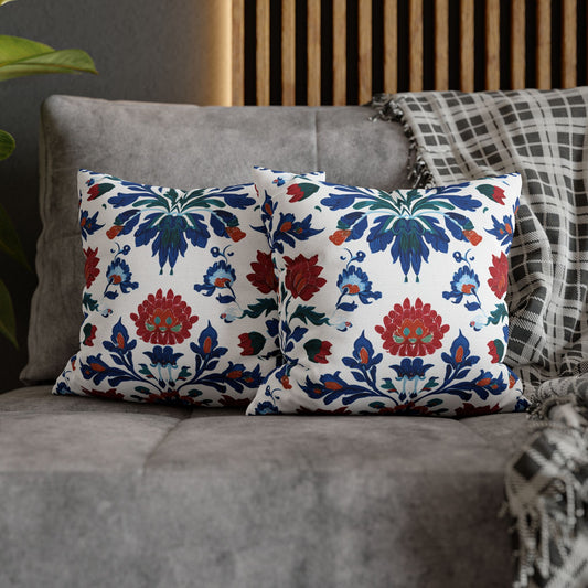Boho Floral Decorative Pillowcase — Red & Blue Suzani Pattern