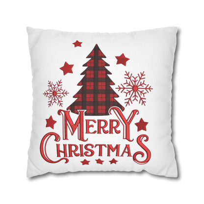Christmas Plaid Tree Pillowcase — Merry Christmas Decorative Throw Pillow Cover