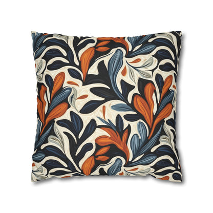 Abstract Floral Throw Pillowcase — Navy, Rust & Cream Decorative Pillow Cover