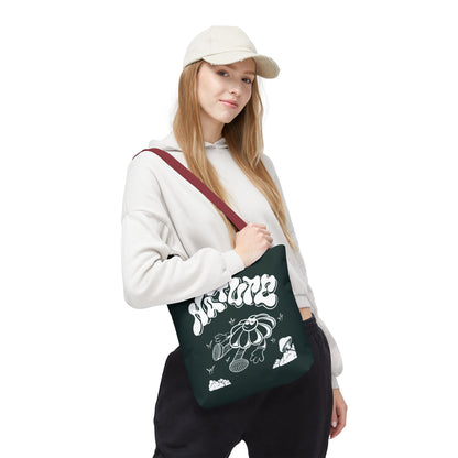 Nature Flower Tote Bag — Retro Smiling Daisy Graphic Tote