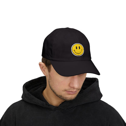 Smiley Face Dad Cap - Embroidered Yellow Smile Baseball Hat