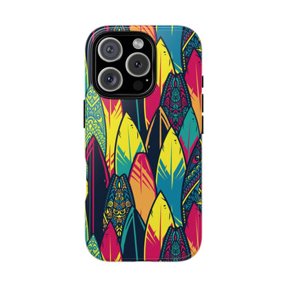 Colorful Surfboard Pattern Tough Phone Case — Tropical Beach Vibe