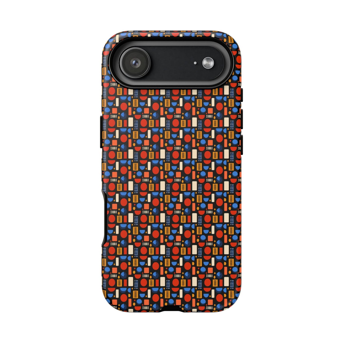 Geometric Retro Mosaic Tough Phone Case — Durable Colorful Protective Cover