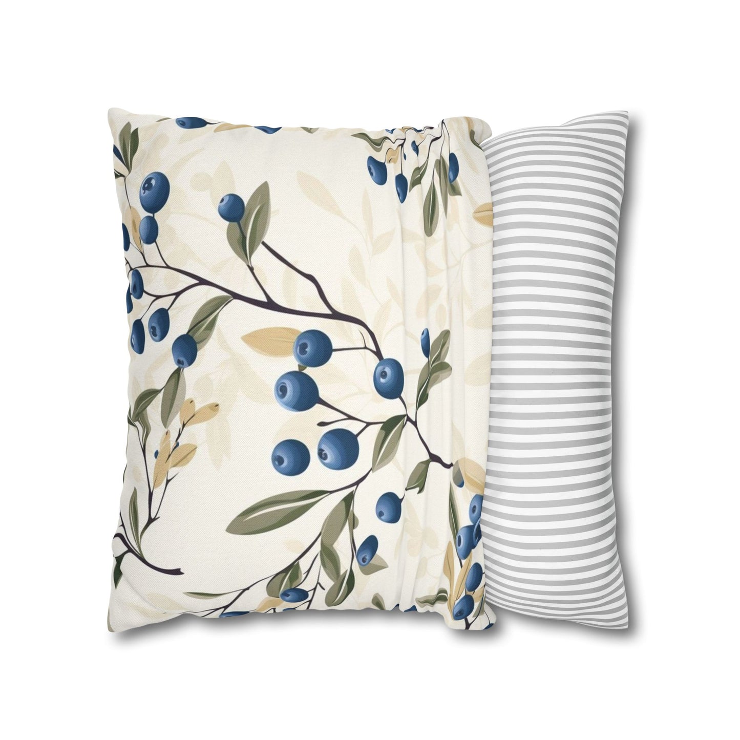 Blueberry Branch Decorative Pillowcase — Floral Throw Pillow Cover