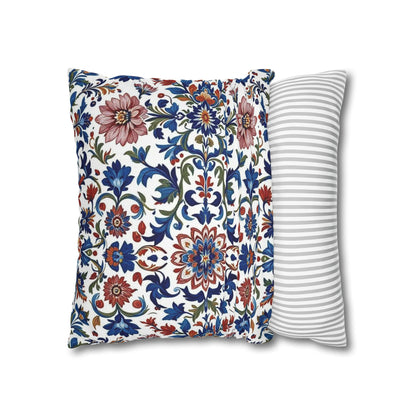 Floral Medina Decorative Pillowcase — Blue & Rust Turkish Tile Pattern
