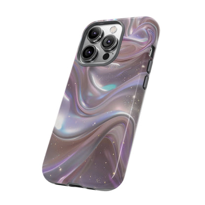 Iridescent Marble Tough Phone Case — Shimmery Swirl Protective Cover