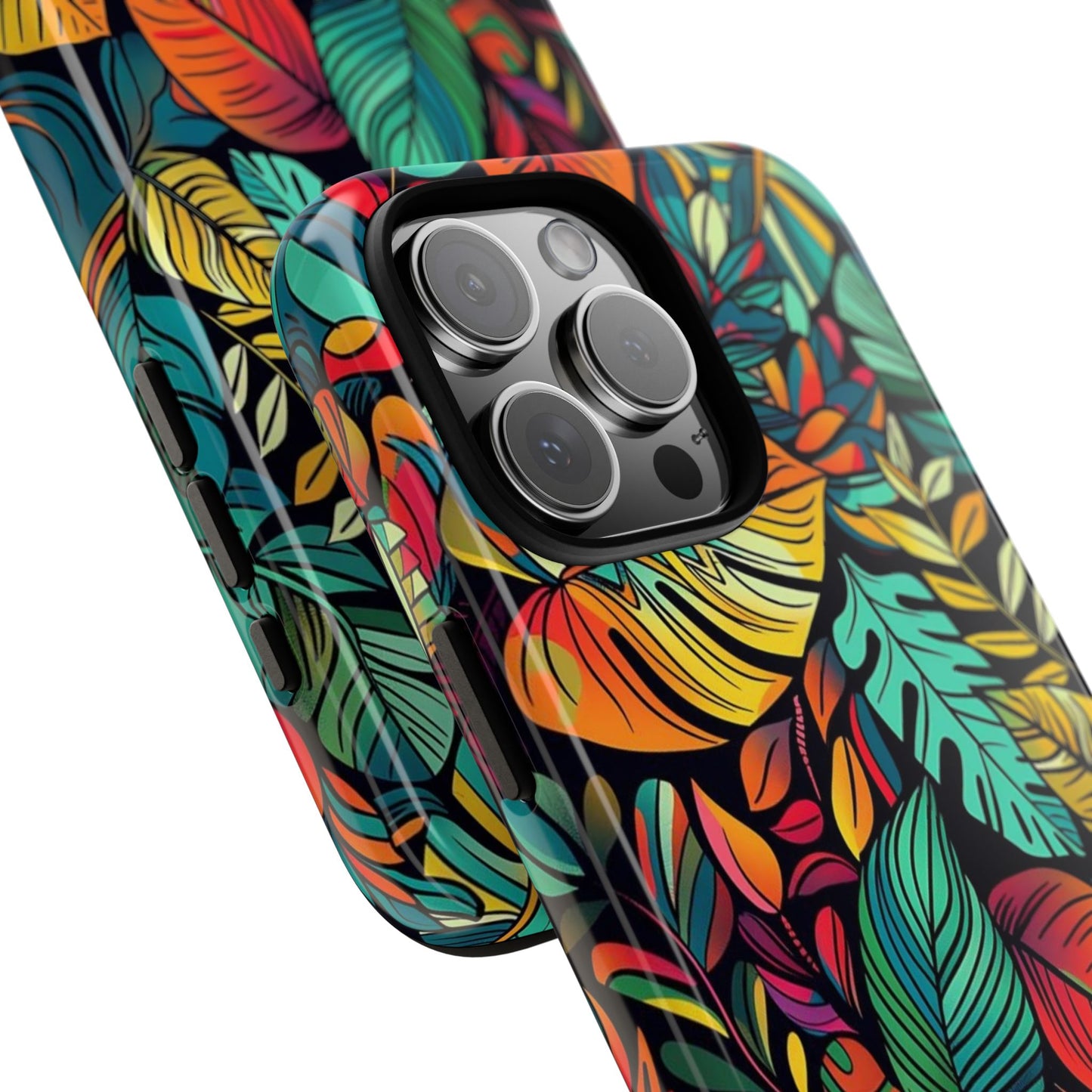 Colorful Tropical Leaves Phone Case — Vibrant Botanical Protective Cover