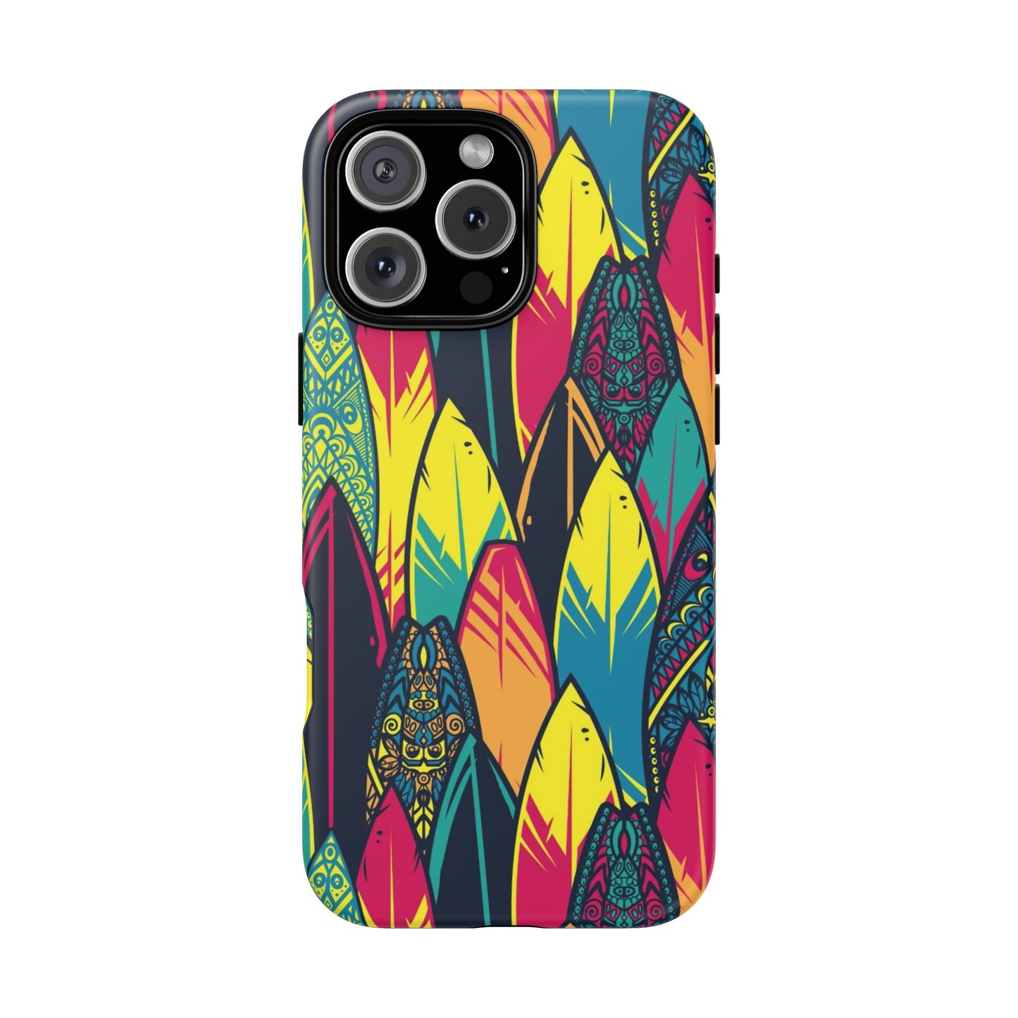 Colorful Surfboard Pattern Tough Phone Case — Tropical Beach Vibe