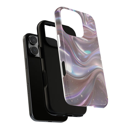 Iridescent Marble Tough Phone Case — Shimmery Swirl Protective Cover