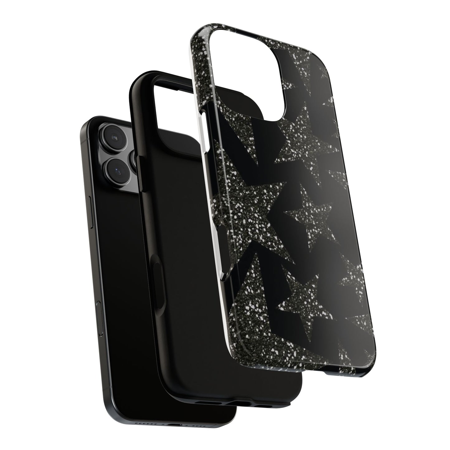 Glitter Star Tough Case — Black Sparkle Phone Case