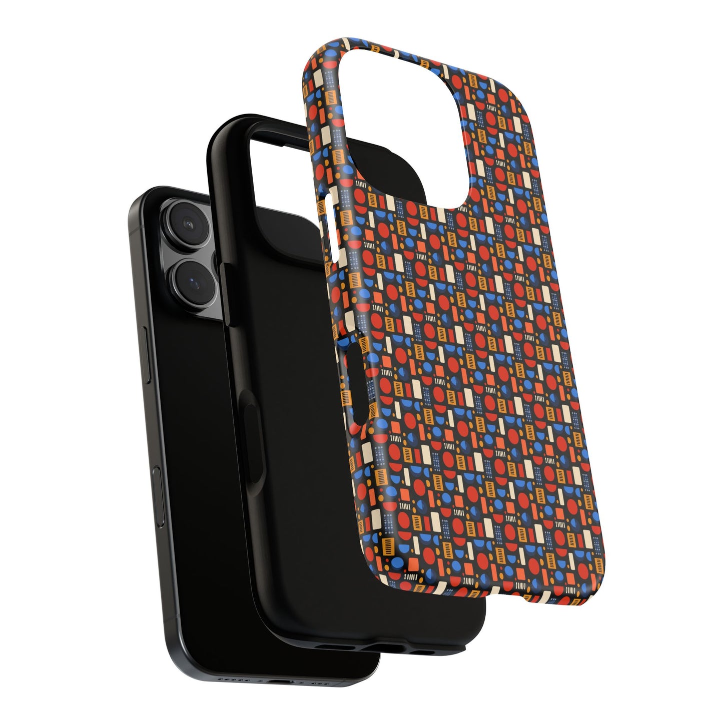Geometric Retro Mosaic Tough Phone Case — Durable Colorful Protective Cover