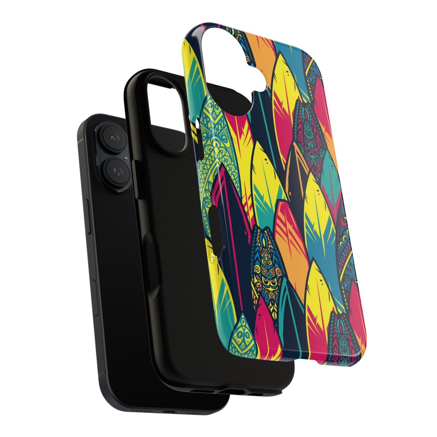 Colorful Surfboard Pattern Tough Phone Case — Tropical Beach Vibe