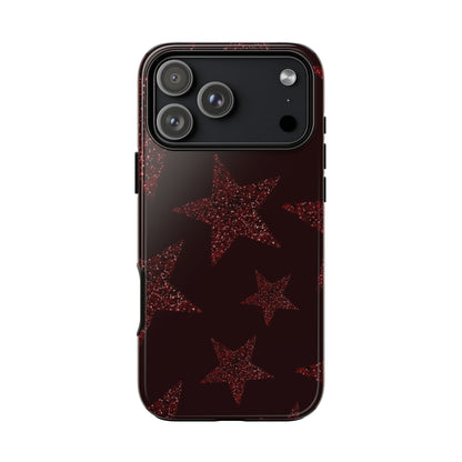 Glitter Red Star Tough Case — Shockproof iPhone Protective Cover