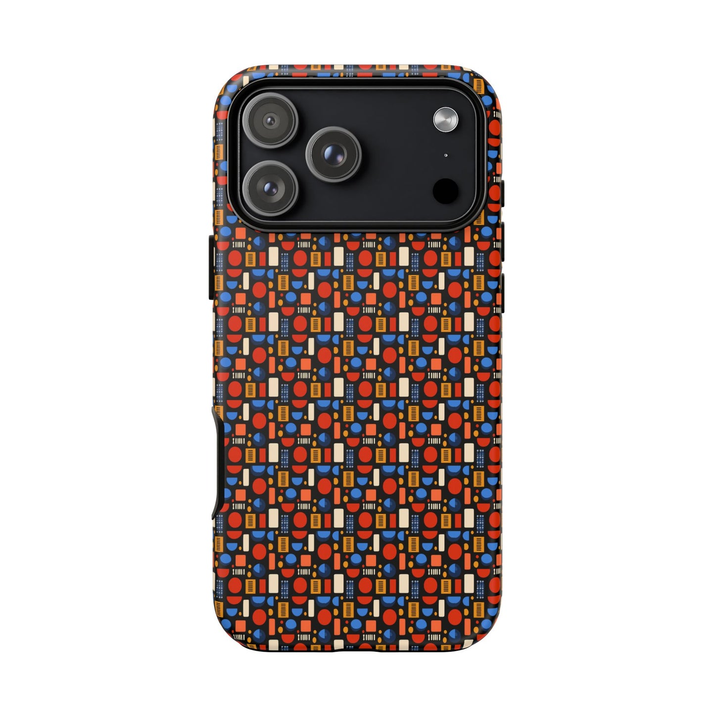 Geometric Retro Mosaic Tough Phone Case — Durable Colorful Protective Cover