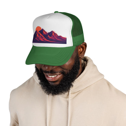 Mountain Sunset Trucker Cap — Retro Peaks Mesh Hat