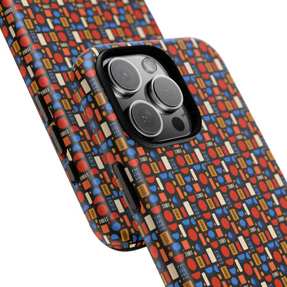 Geometric Retro Mosaic Tough Phone Case — Durable Colorful Protective Cover