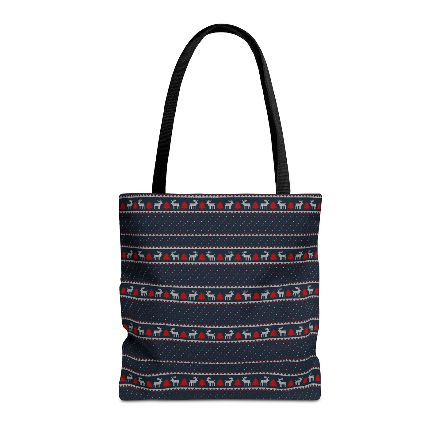 Holiday Reindeer Stripe Tote Bag — Festive Christmas Pattern Tote