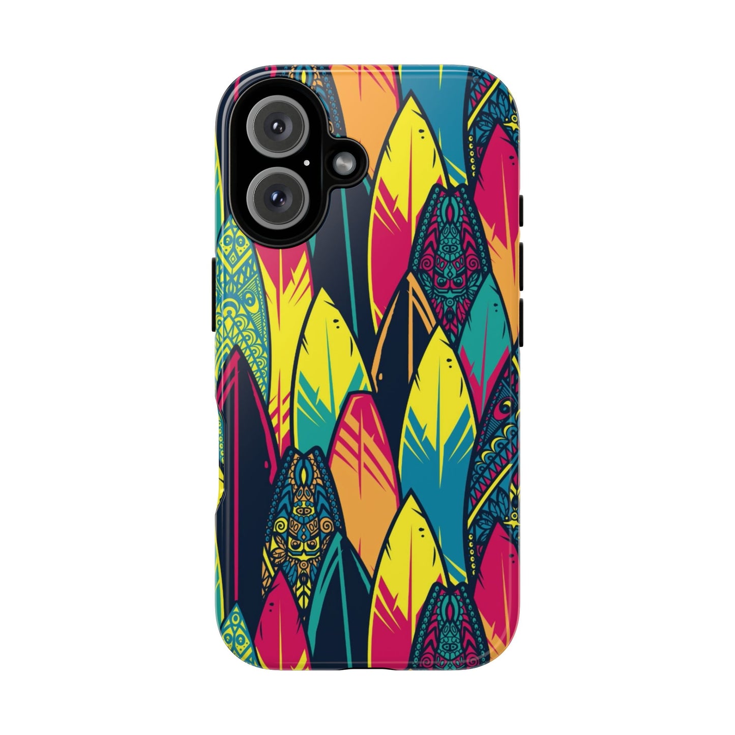 Colorful Surfboard Pattern Tough Phone Case — Tropical Beach Vibe