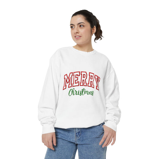 Merry Christmas Sweatshirt – Festive Red & Green Holiday Crewneck