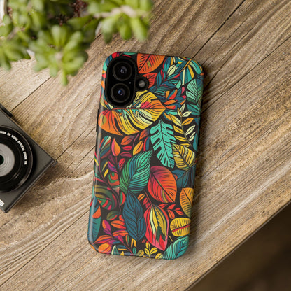 Colorful Tropical Leaves Phone Case — Vibrant Botanical Protective Cover