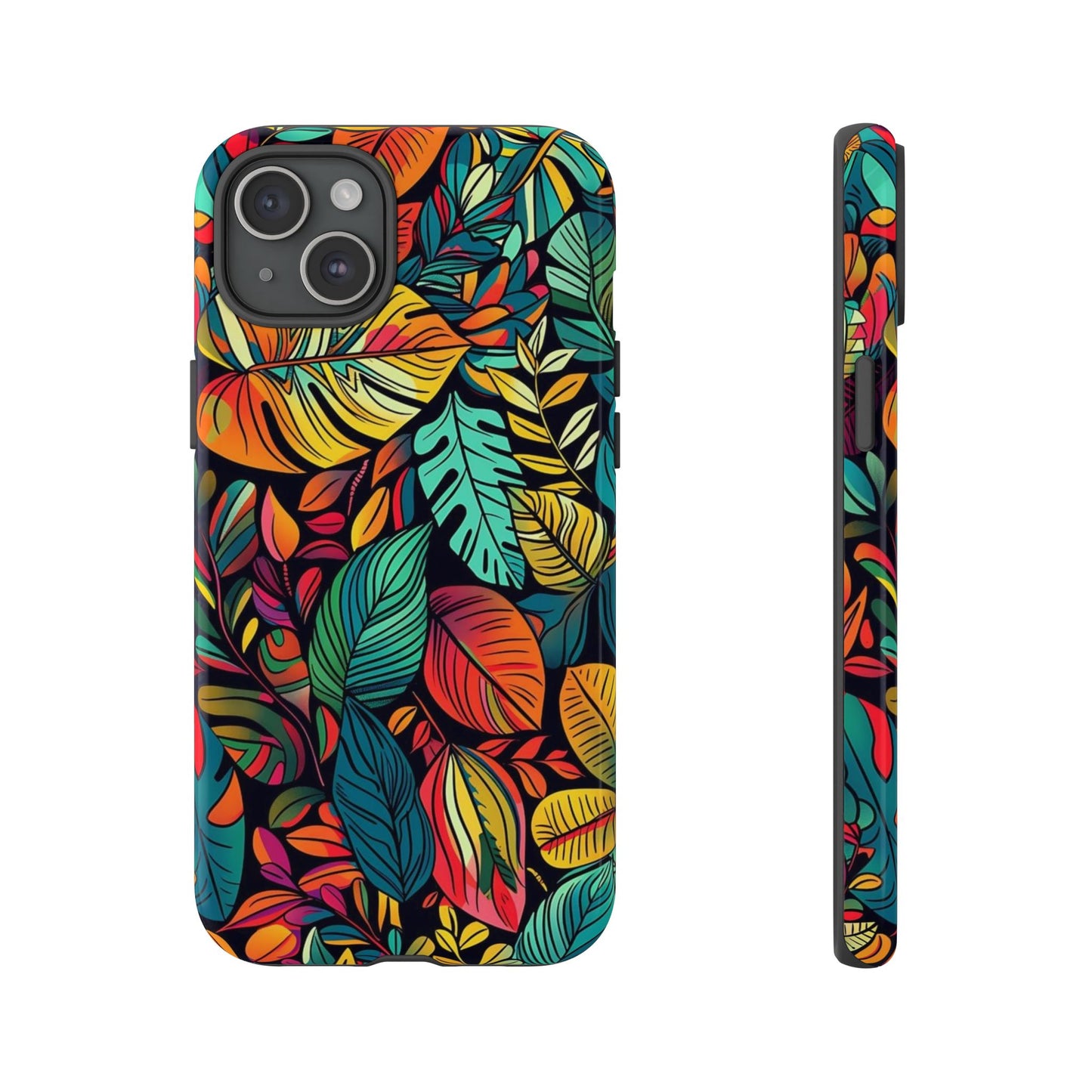 Colorful Tropical Leaves Phone Case — Vibrant Botanical Protective Cover
