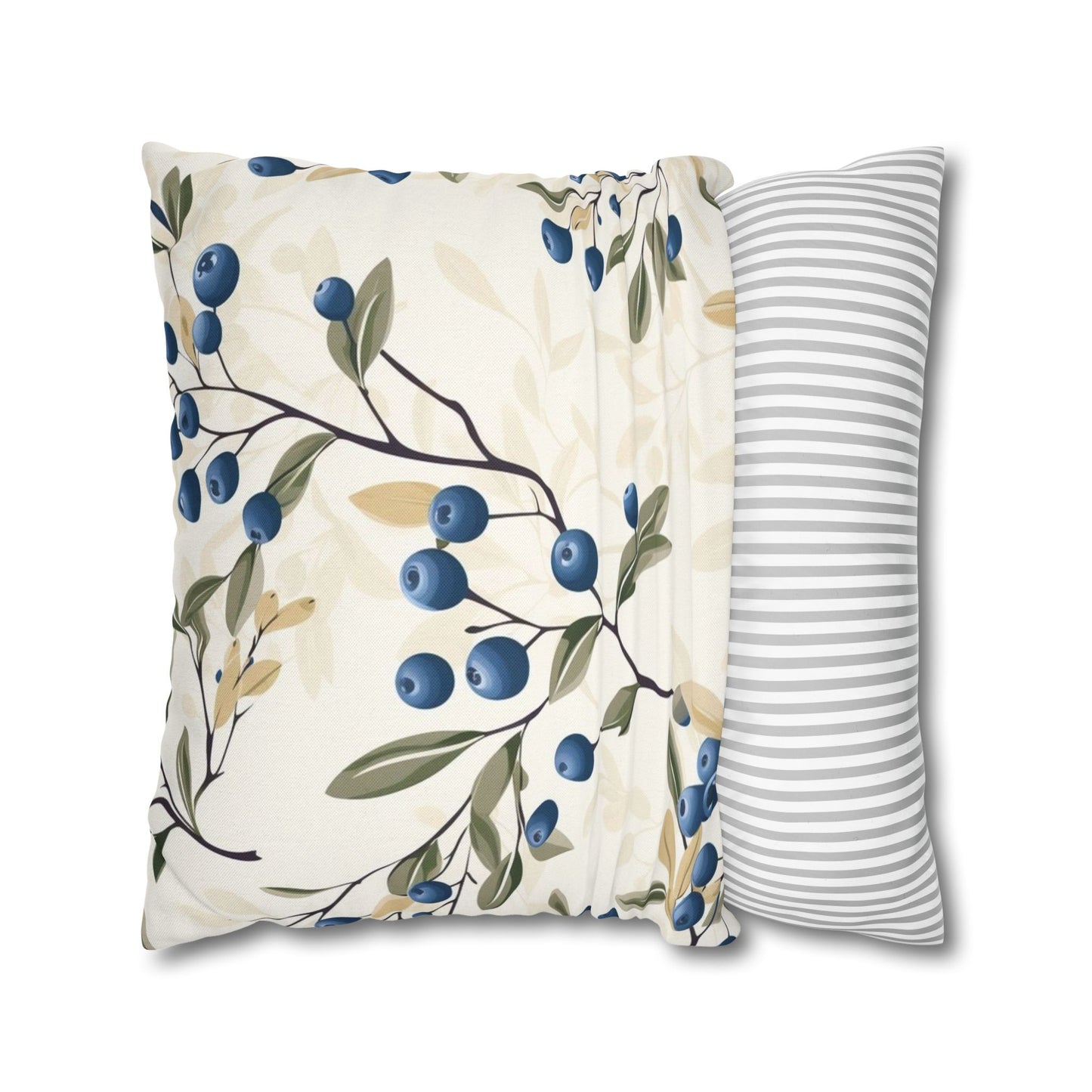Blueberry Branch Decorative Pillowcase — Floral Throw Pillow Cover