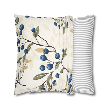 Blueberry Branch Decorative Pillowcase — Floral Throw Pillow Cover