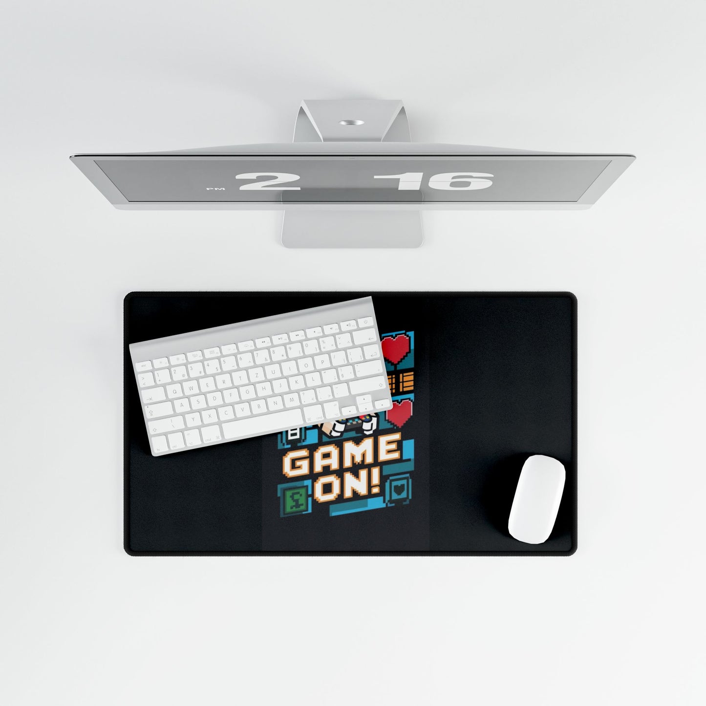 Game On! Pixel Gamer Desk Mat — Large Gaming Mousepad