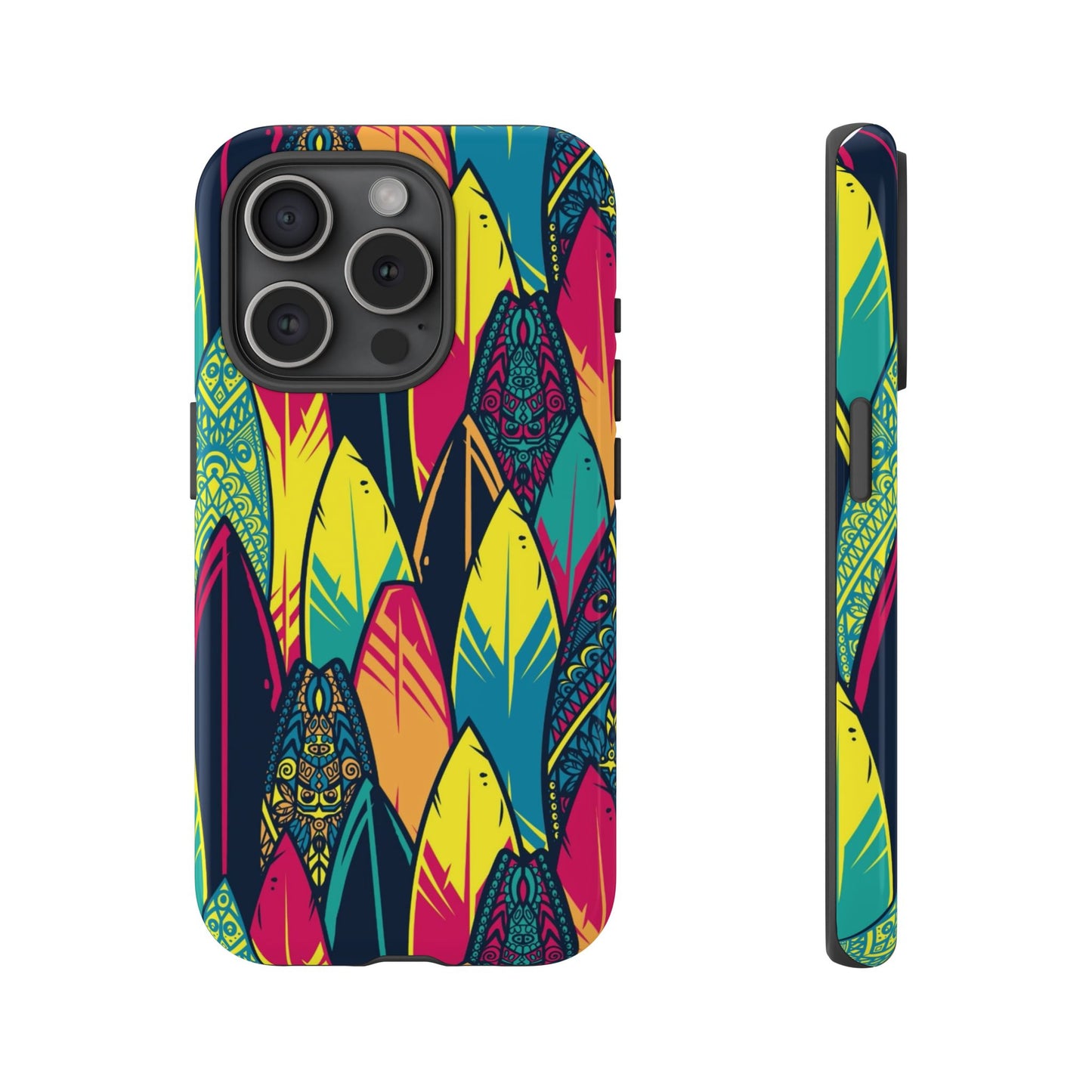 Colorful Surfboard Pattern Tough Phone Case — Tropical Beach Vibe