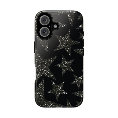 Glitter Star Tough Case — Black Sparkle Phone Case