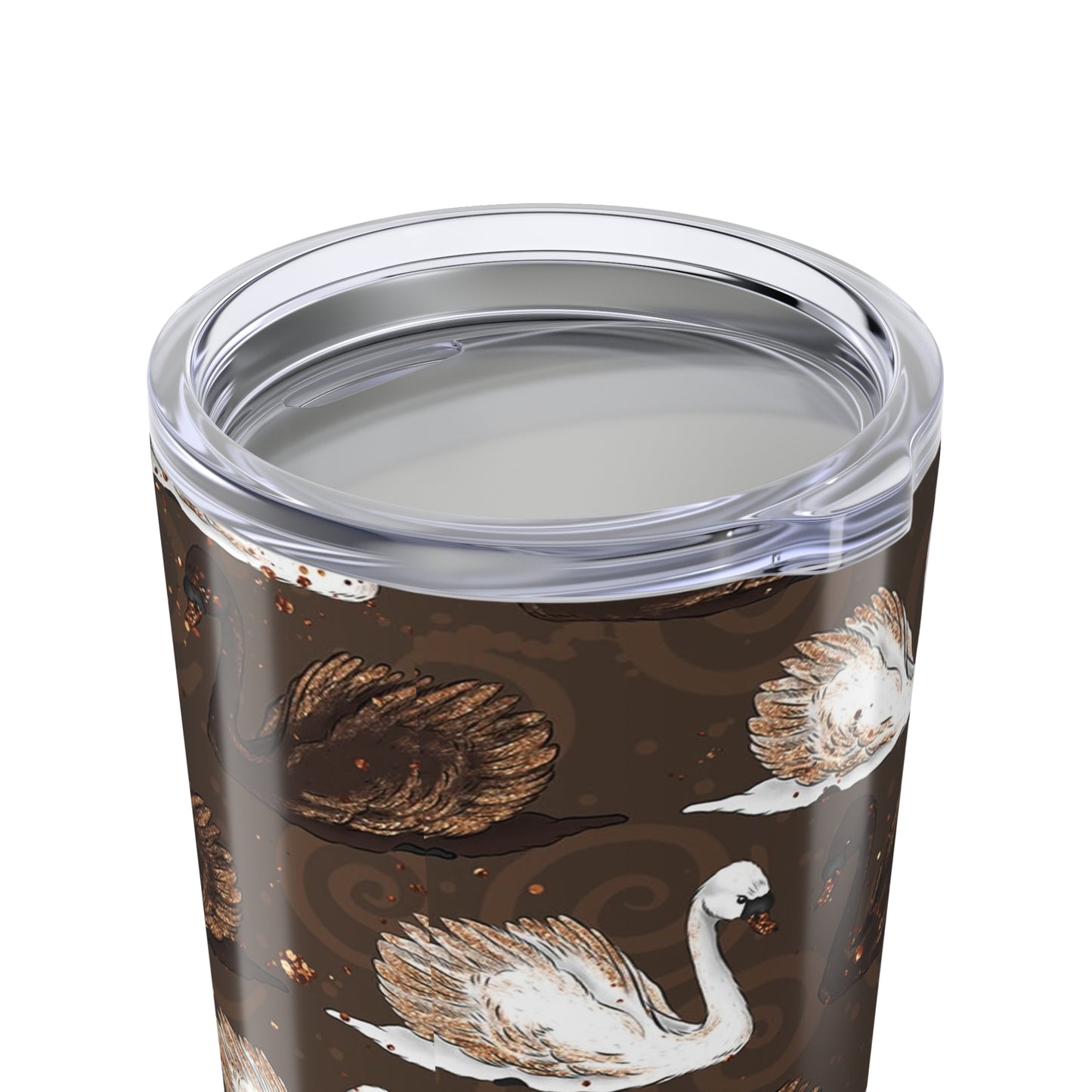 20oz Swan Pattern Tumbler – Brown & Ivory Elegant Travel Cup