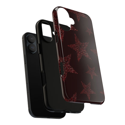 Glitter Red Star Tough Case — Shockproof iPhone Protective Cover