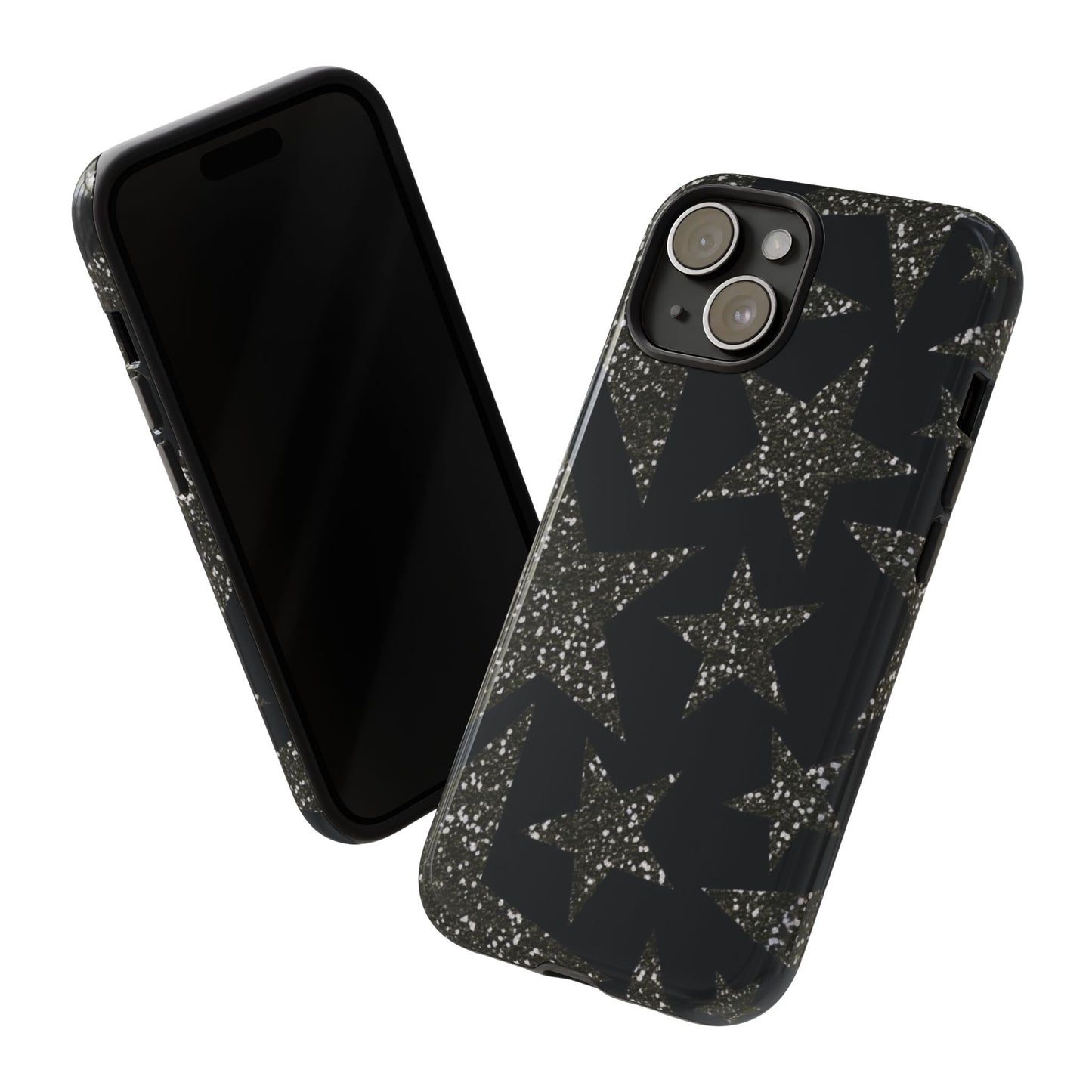 Glitter Star Tough Case — Black Sparkle Phone Case