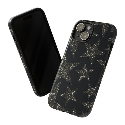 Glitter Star Tough Case — Black Sparkle Phone Case