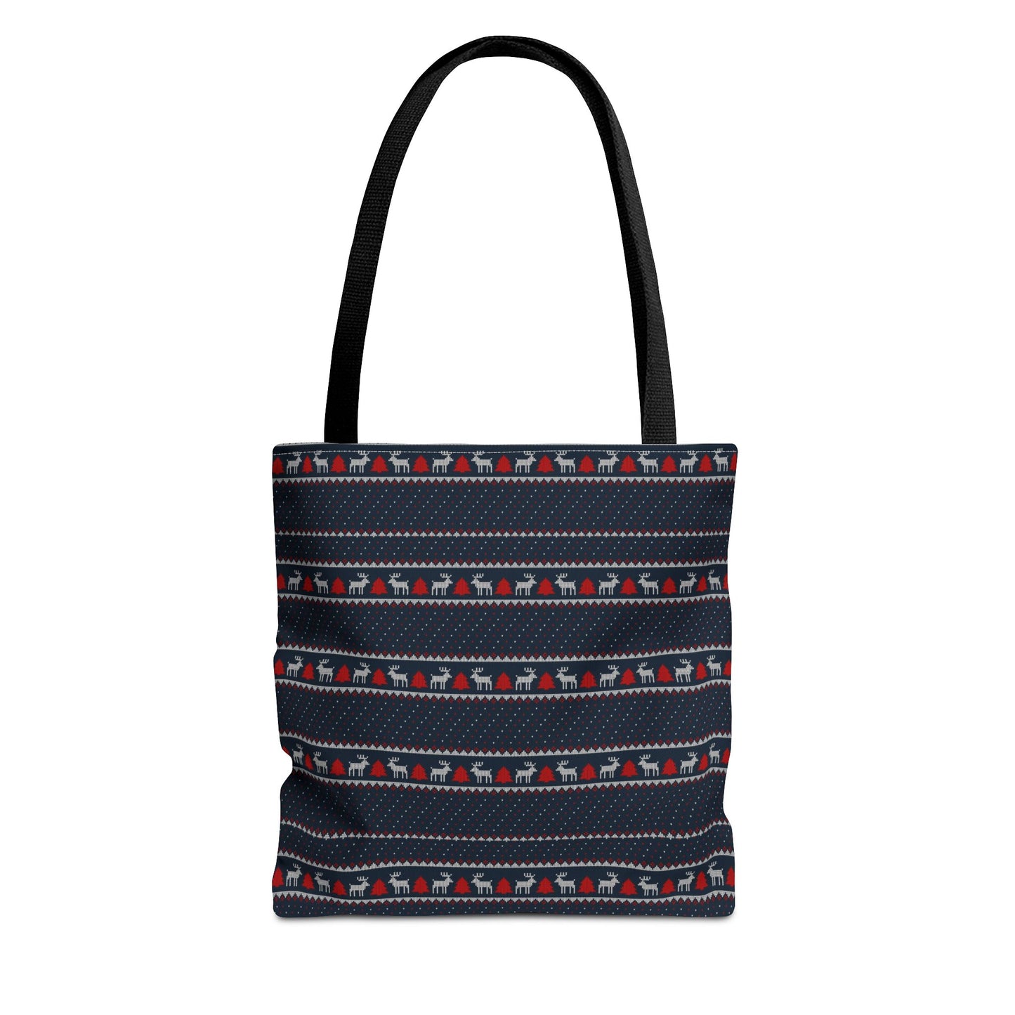 Holiday Reindeer Stripe Tote Bag — Festive Christmas Pattern Tote