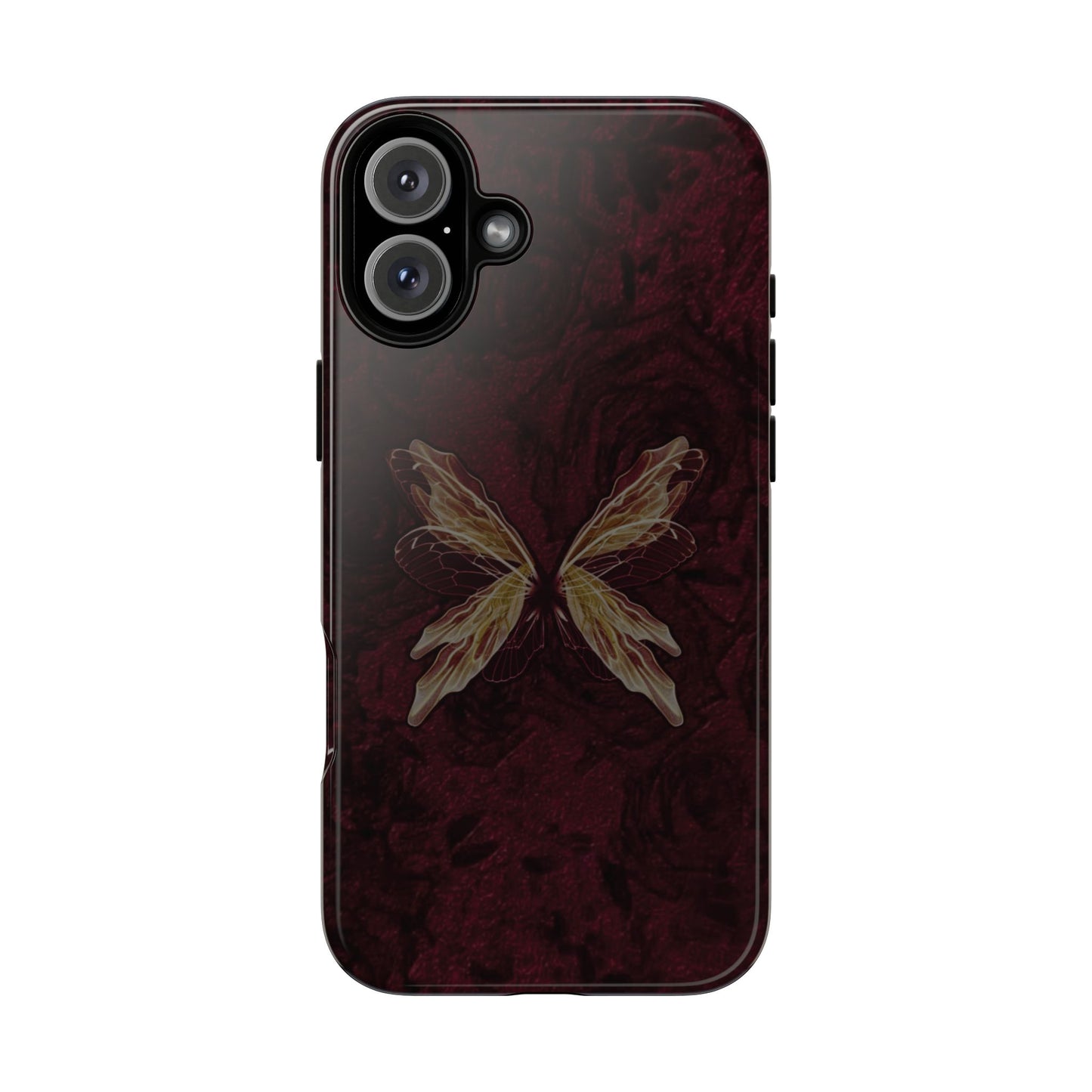 Butterfly Wing Tough Phone Case — Dark Maroon Protective iPhone Cover
