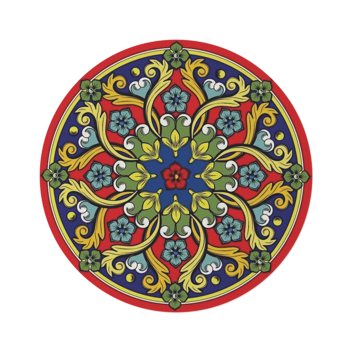 Bohemian Floral Mandala Round Rug