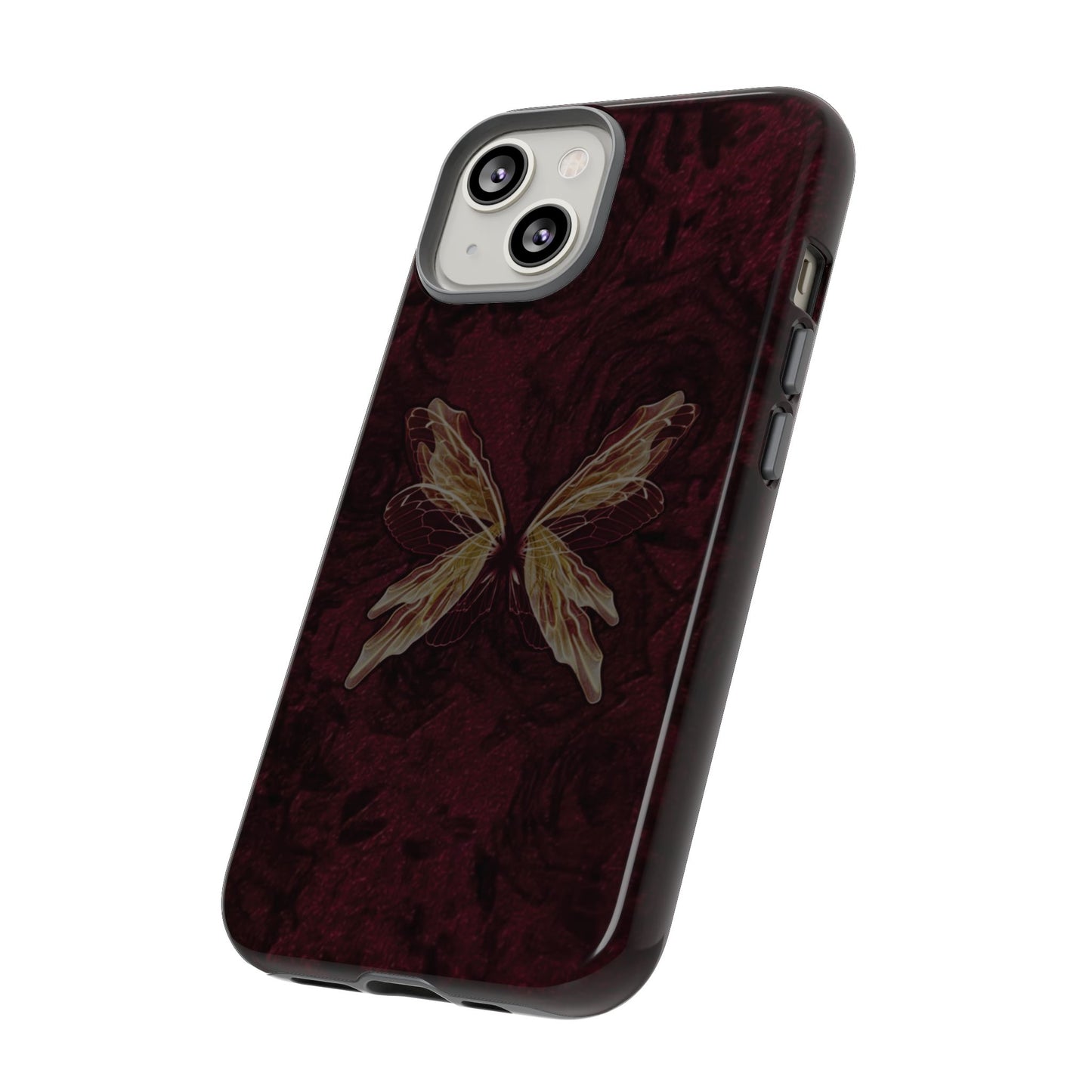 Butterfly Wing Tough Phone Case — Dark Maroon Protective iPhone Cover