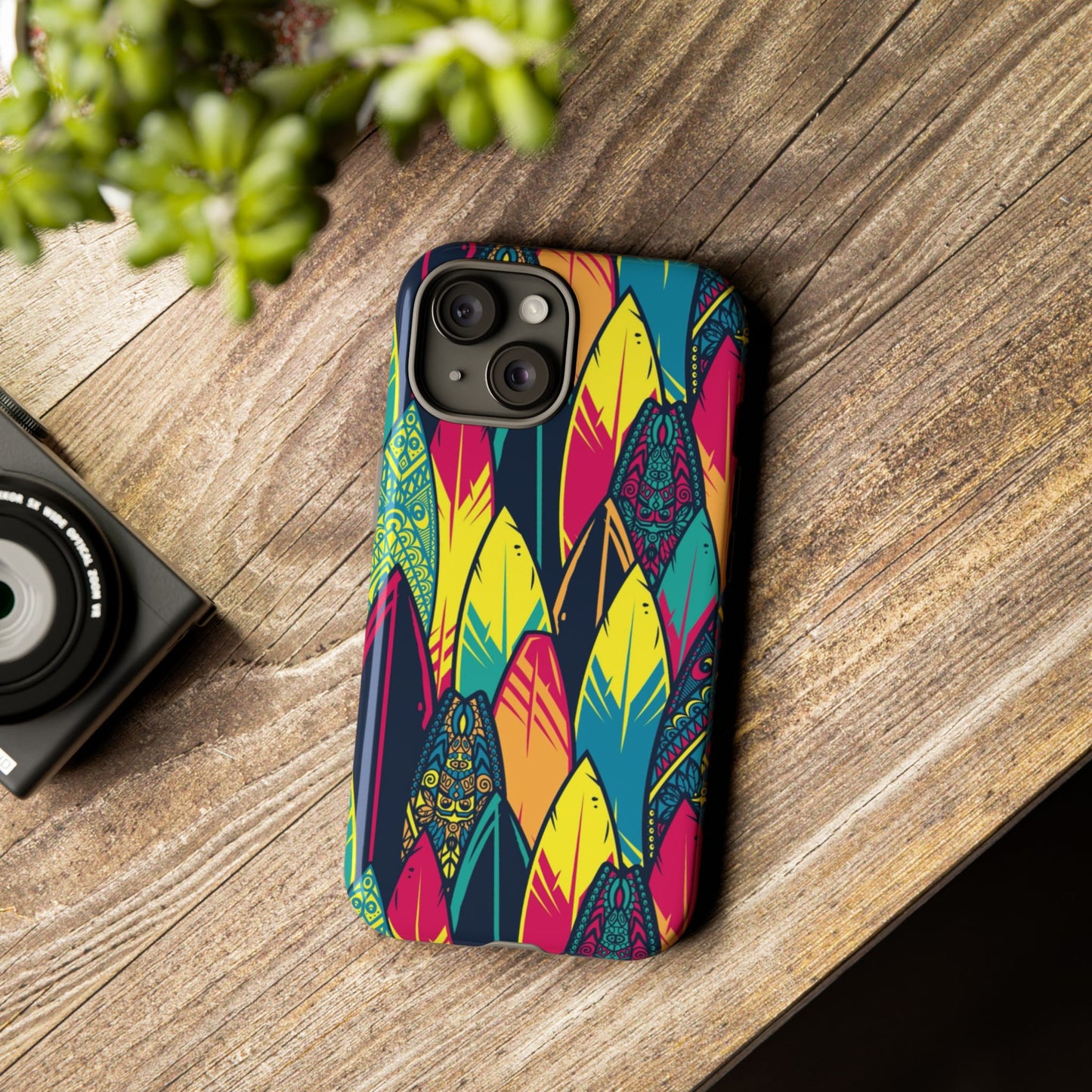 Colorful Surfboard Pattern Tough Phone Case — Tropical Beach Vibe